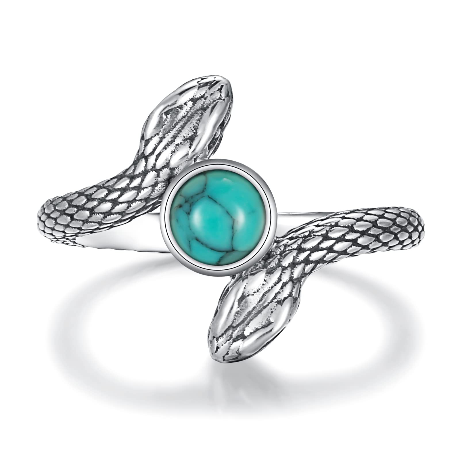 Double Head Snake Ring - Vintage Turquoise Snake Finger Rings Funny Animal Jewelry Statement Gifts for Women