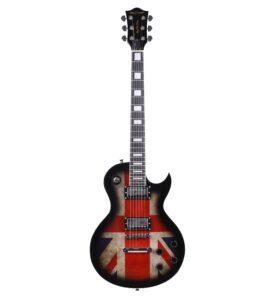 leo jaymz full size single cut electric guitar - with amazing uk flag sticker on arched top (uk flag)