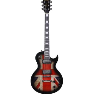 Leo Jaymz Full Size Single Cut Electric Guitar - with Amazing UK Flag Sticker on Arched Top (UK Flag)