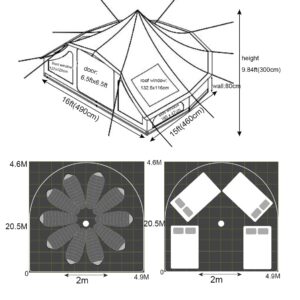 BOOMLATU 4 Season Waterproof Glamping Tents for Camping with Stove Jack Hole,Luxury Yurt Bell Tent Camping Tent for 4/6/8 Adults for Glamping Family Camping Zipped Removable Floor