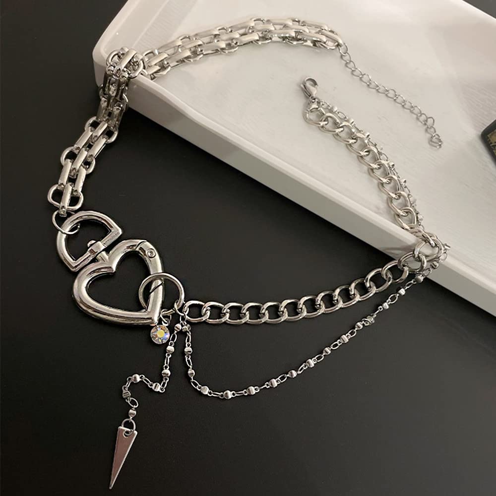 Kercisbeauty Silver Heart Clasp Chunky Chain Choker Choker Necklace for Women Girls Punk Jewelry