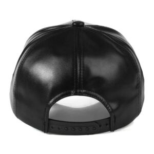 Adjustable Retro PU Leather Black Baseball Cap Trendy Sun Hat for Men Women Suit Fall Winter Sport Hat…