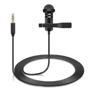 lavalier microphone for rode wireless go 2 / ii & dji mic transmitters, omnidirectional lapel lav videomic with clip, 5 ft