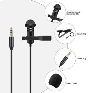 Lavalier Microphone for Rode Wireless GO 2 / ii & DJI Mic Transmitters, Omnidirectional Lapel Lav Videomic with Clip, 5 ft