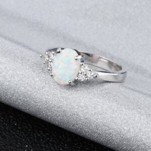 lingding White Opal Cubic Zirconia .925 Sterling Silver Ring jewelry-October birthstone Ring-Women Fire Opal Wedding Engagement Ring