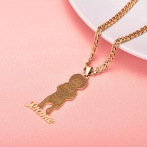 Gemiac Custom Photo Name Necklace Personalized Picture Necklace Gold Plated Nameplate Necklace Initial Custom Jewelry Birthday Gift for Women