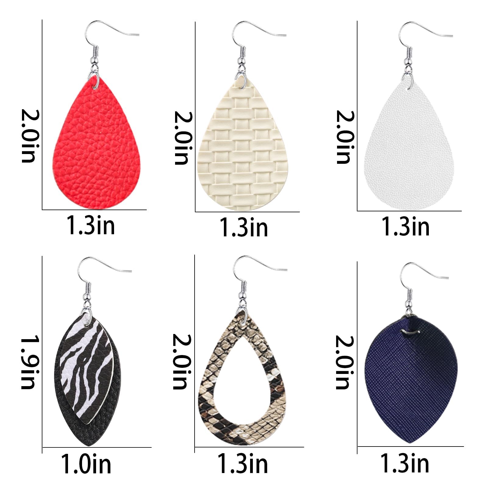 Gushu 28 Pairs Leather Earrings for Women Sets Drop Leather Earrings Multipack Colorful Leaf Teardrop Dangle Earrings Bulk for Women Double-Side Printed