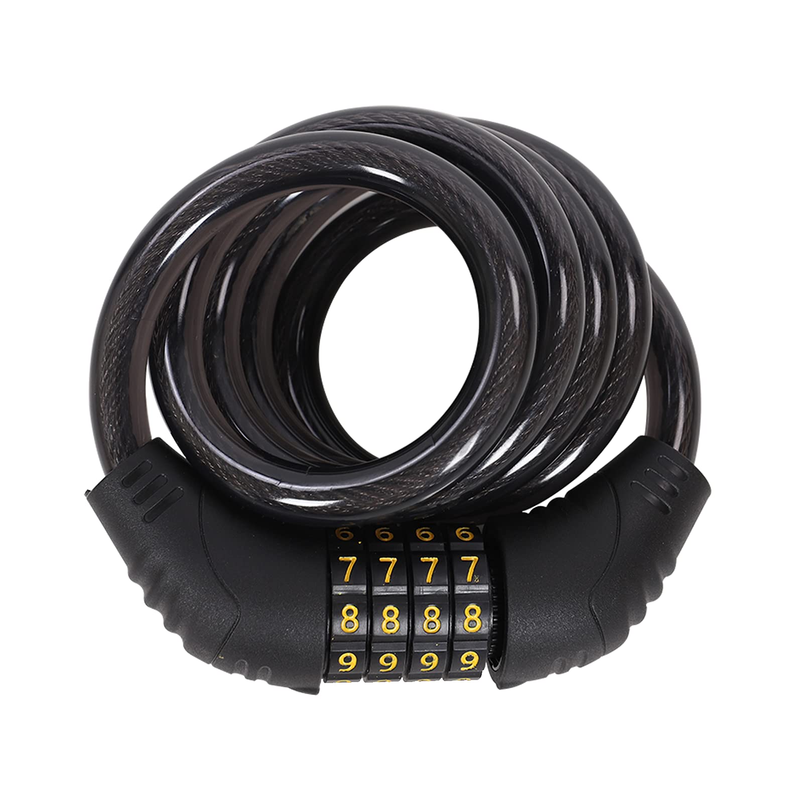 Roming 4 Digit Coiled Security Cable Lock, 50 Inches Long, Black