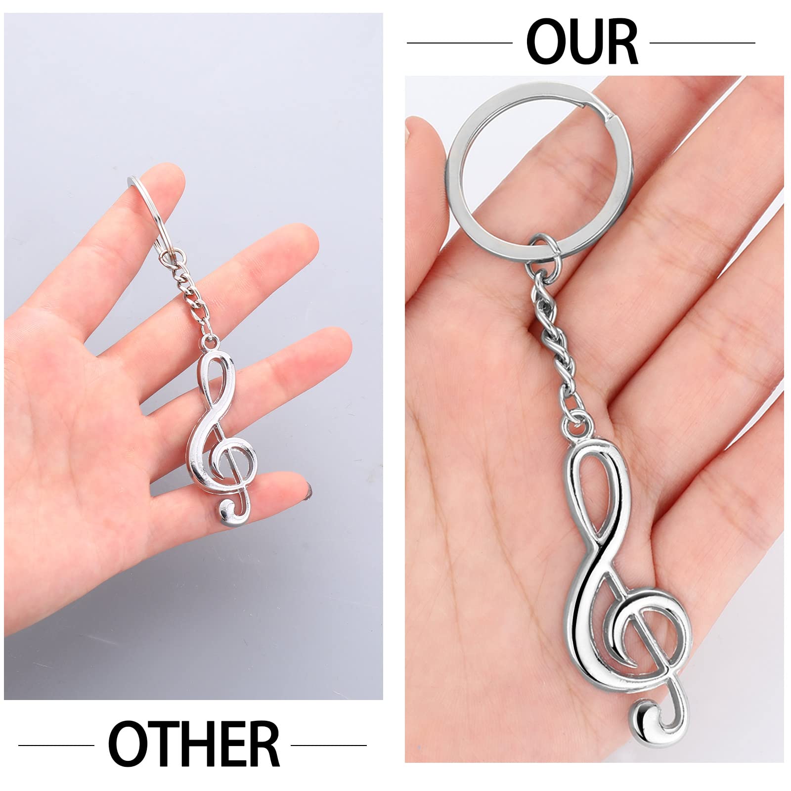 Musical Note Key Chain Metal Keychain Small Music Pendant Sign Christmas Tree Decor Xmas Gifts Fist Day of School Gift Classroom Gift for Students Handbag Corporate Office Gifts Accessories (48)