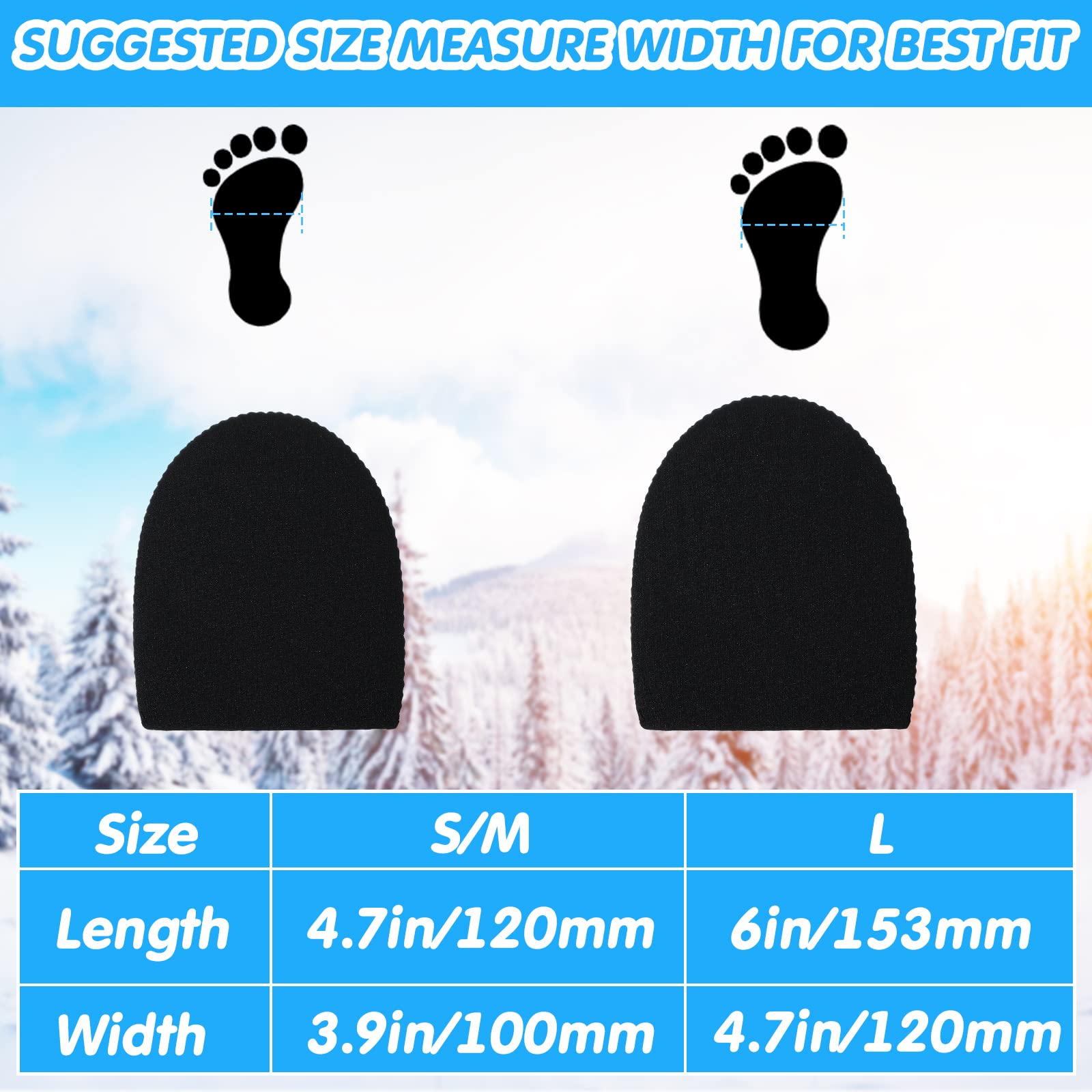 4 Pairs Neoprene Toe Covers Warmers Black Feet Warmers Thermal Toe Covers Wading Socks Camping Foot Warmers for Women Men Cycling Running Hiking Skiing Ice Baths Outdoor Winter Activities