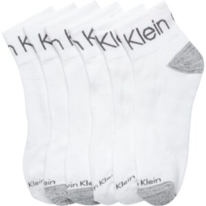 Calvin Klein Men's Quarter Socks - 6 Pack Soft Cushioned Athletic Ankle Socks for Men - Breathable Men's Sports Socks, Size 7-12, White Assorted