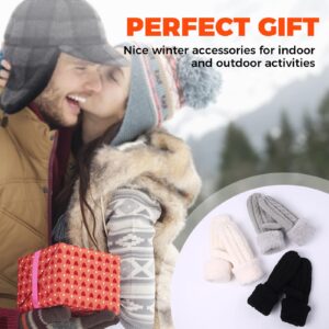 AURUZA Winter Warm Mittens for Women, Cozy Thick Knitted Gloves & Mittens Warm Soft Lining Cold Weather Accessories Gifts (Gray)