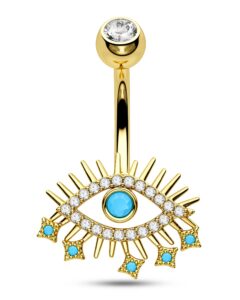 cocharm evil eye belly button ring gold 14 gauge belly button rings 10mm belly rings for women