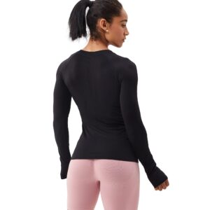 ANNVA U.S.A. Long Sleeve Workout Shirts for Women Swiftly Tech,Athletic Yoga Tops Gym Workout Tops Soft & Stretchy Slim Fit(Black,M)