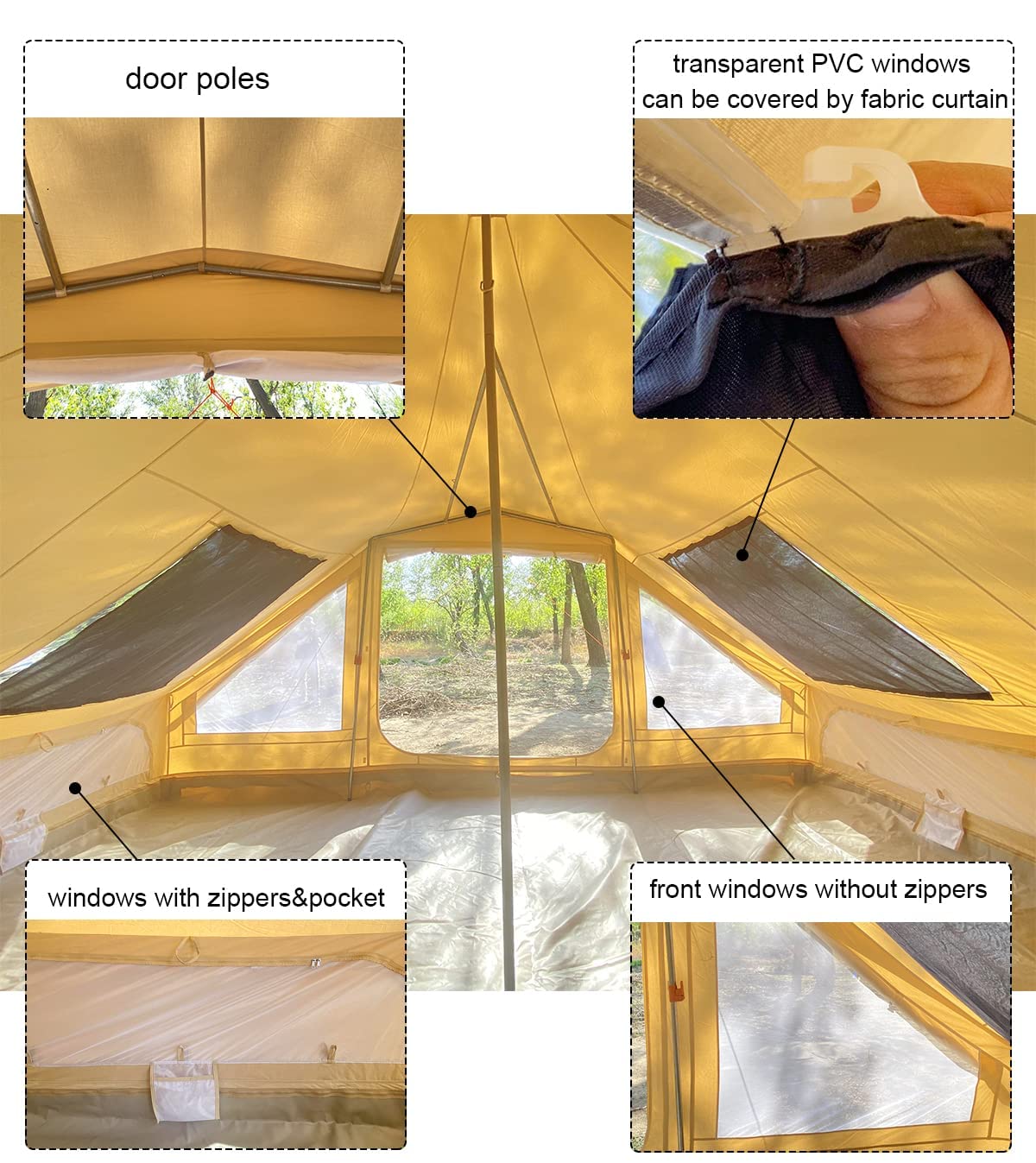 BOOMLATU 4 Season Waterproof Glamping Tents for Camping with Stove Jack Hole,Luxury Yurt Bell Tent Camping Tent for 4/6/8 Adults for Glamping Family Camping Zipped Removable Floor