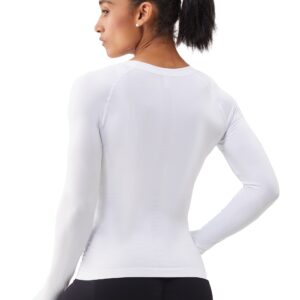 ANNVA U.S.A. Long Sleeve Workout Shirts for Women Swiftly Tech,Athletic Yoga Tops Gym Workout Tops Soft & Stretchy Slim Fit(White,M)