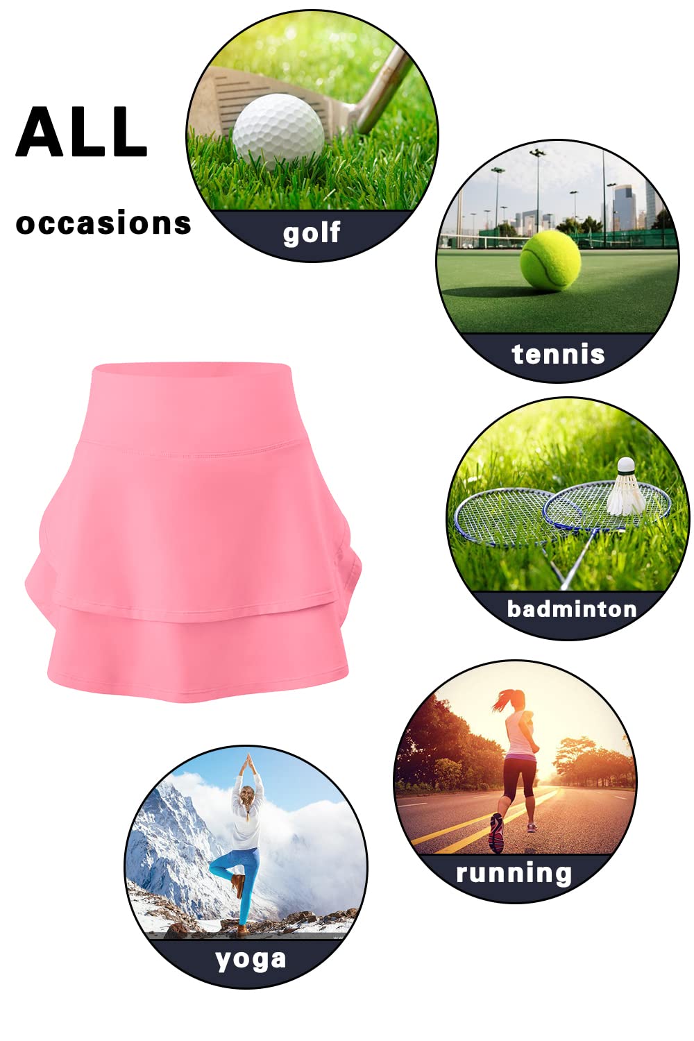 simtuor Pleated Tennis Skirts for Active Golf Skirt 8-9 Years Kids Workout Athletic Mini Skort White Casual Activewear