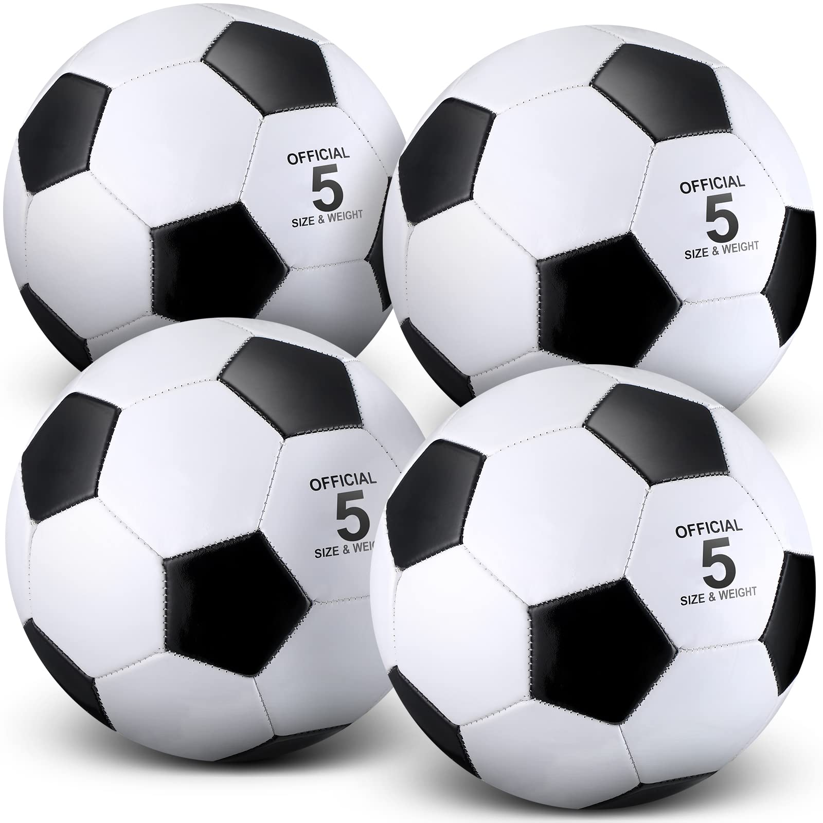 HyDren 4 Pcs Soccer Ball with Pump Official Size Indoor Outdoor Sports Soccer for Child Adult Players Game Training Back to School Gift(Size 5, Elegant)