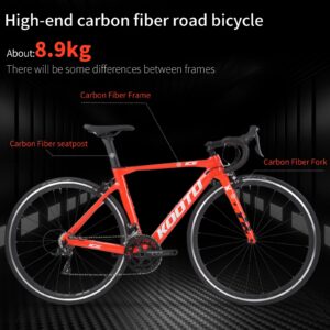 KOOTU Carbon Road Bike, Carbon Fiber Frame Road Bicycles 700C Wheels Racing Bike with SORA R3000 18 Speeds Groupset Ultra-Light Bicycle