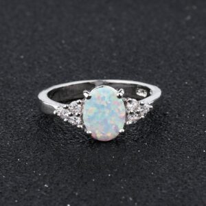 lingding White Opal Cubic Zirconia .925 Sterling Silver Ring jewelry-October birthstone Ring-Women Fire Opal Wedding Engagement Ring