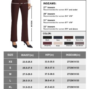 AFITNE Women's Yoga Dress Pants Stretchy Straight Leg Bootcut Work Travel Pants Business Office Casual Slacks with Pockets 29" Brown, S