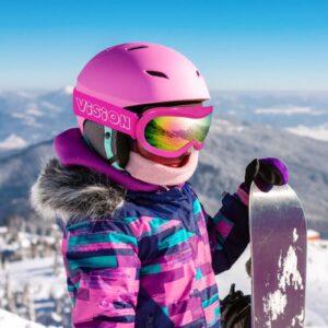 EXP VISION Ski Goggles Anti-Fog Child Snowboard Goggles with UV Protection, Over The Glasses Snow Goggles for Adult Kids