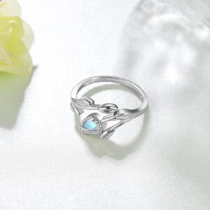 SCZKLAQ Moonstone Flower Rings for Women 925 Sterling Silver Moonstone Rings Adjustable Moonstone Ring Jewelry Gifts for Women