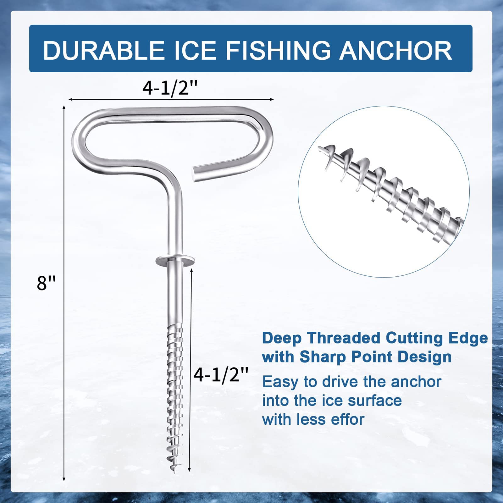 MUMUBOAT Ice Anchor Drill Adapter Kit with Storage Bag, 4pcs Ice Anchor Tool, Ice Shanty Anchors for Setting Up Ice Fishing Shelter Tent