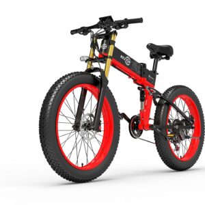 Bezior X Plus Electric Bike for Adults, Foldable 26" x4.0 Fat Tire Electric Bicycle, 1500w Motor 48V 17.5Ah Removable Lithium Battery, Up to 25MPH, 27-Speed Gear and Dual Shock Absorber Ebikes