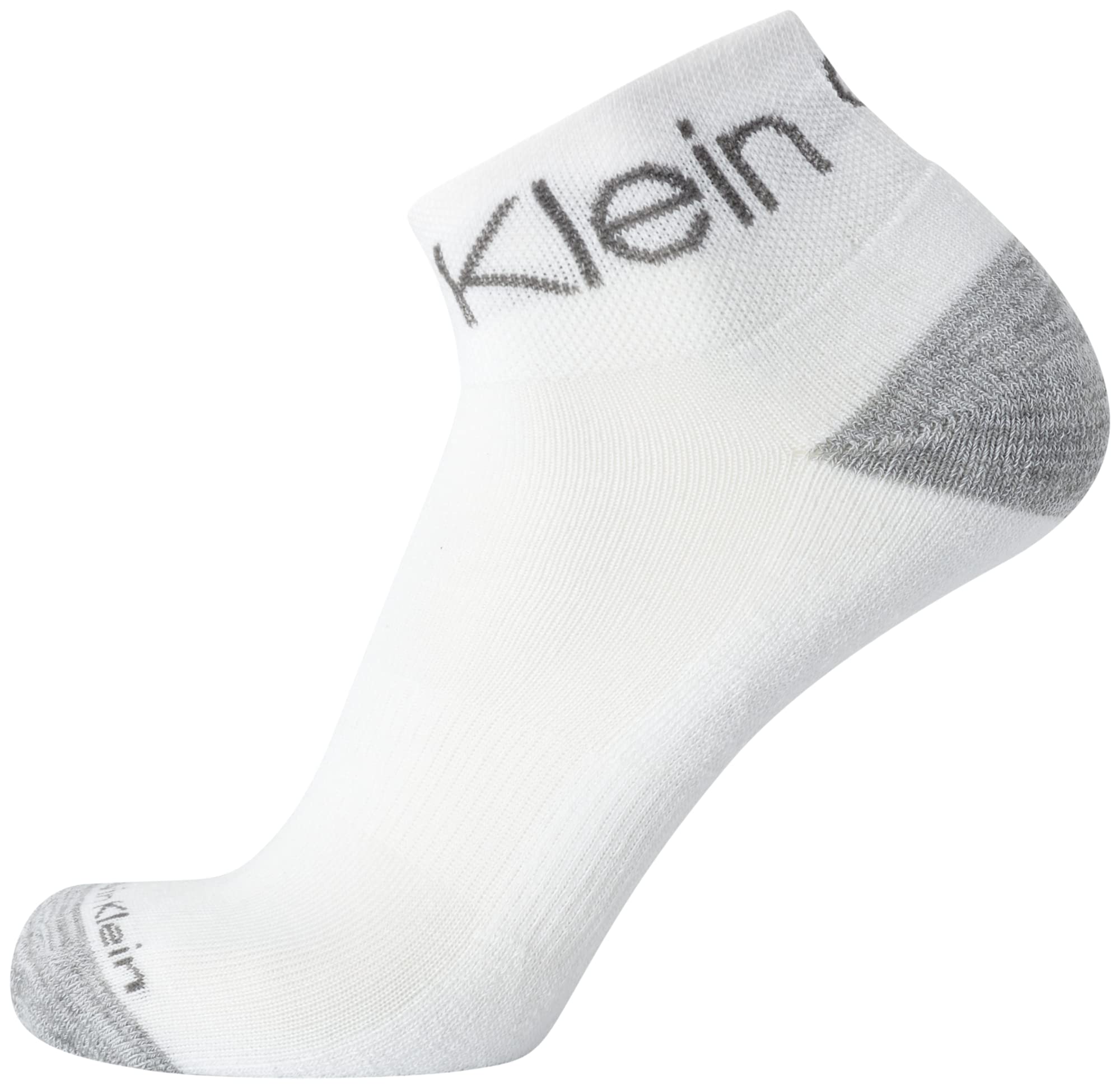 Calvin Klein Men's Quarter Socks - 6 Pack Soft Cushioned Athletic Ankle Socks for Men - Breathable Men's Sports Socks, Size 7-12, White Assorted