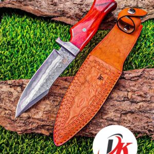 Custom hand made Damascus steel hunting knife,11" inches Skinner,out door survival camping,fix blade, classic, Christmas gift, nice grip handle,sharp, slicer, Leather sheath HUNT-04