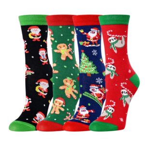 happypop christmas gifts stocking socks for girls boys - secret santa socks sloth socks for kids, xmas stocking stuffers christmas socks 4 pack