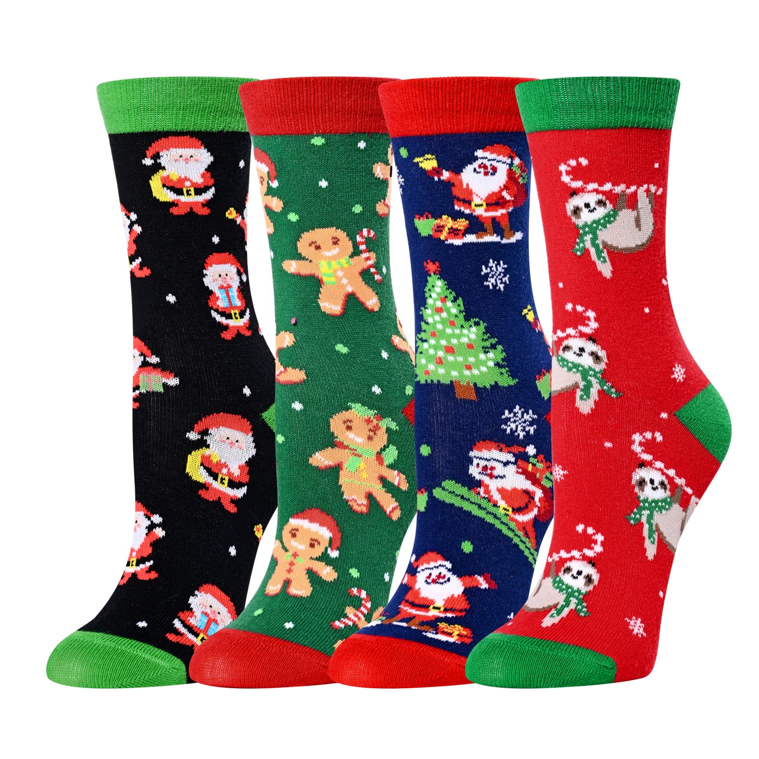 HAPPYPOP Christmas Gifts Stocking Socks For Girls Boys - Secret Santa Socks Sloth Socks For Kids, Xmas Stocking Stuffers Christmas Socks 4 Pack