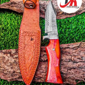 Custom hand made Damascus steel hunting knife,11" inches Skinner,out door survival camping,fix blade, classic, Christmas gift, nice grip handle,sharp, slicer, Leather sheath HUNT-04