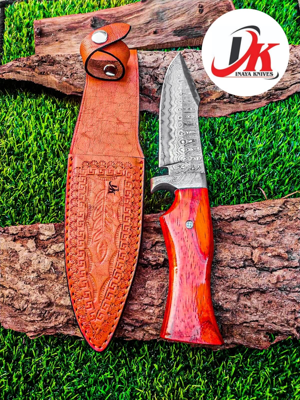 Custom hand made Damascus steel hunting knife,11" inches Skinner,out door survival camping,fix blade, classic, Christmas gift, nice grip handle,sharp, slicer, Leather sheath HUNT-04