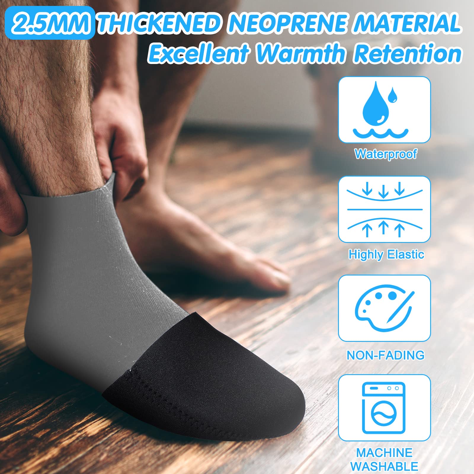 4 Pairs Neoprene Toe Covers Warmers Black Feet Warmers Thermal Toe Covers Wading Socks Camping Foot Warmers for Women Men Cycling Running Hiking Skiing Ice Baths Outdoor Winter Activities