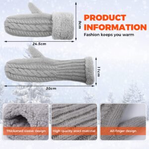 AURUZA Winter Warm Mittens for Women, Cozy Thick Knitted Gloves & Mittens Warm Soft Lining Cold Weather Accessories Gifts (Gray)