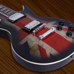 Leo Jaymz Full Size Single Cut Electric Guitar - with Amazing UK Flag Sticker on Arched Top (UK Flag)