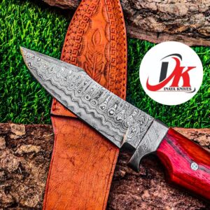 Custom hand made Damascus steel hunting knife,11" inches Skinner,out door survival camping,fix blade, classic, Christmas gift, nice grip handle,sharp, slicer, Leather sheath HUNT-04