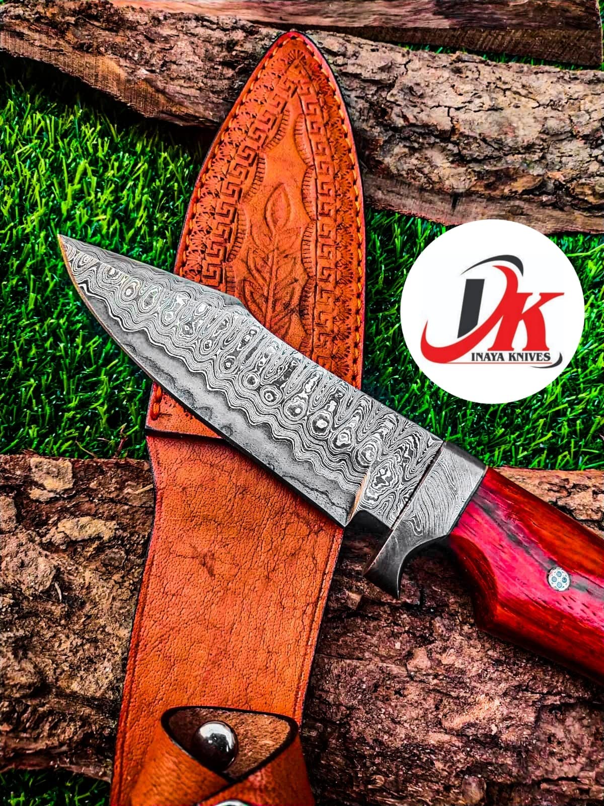 Custom hand made Damascus steel hunting knife,11" inches Skinner,out door survival camping,fix blade, classic, Christmas gift, nice grip handle,sharp, slicer, Leather sheath HUNT-04