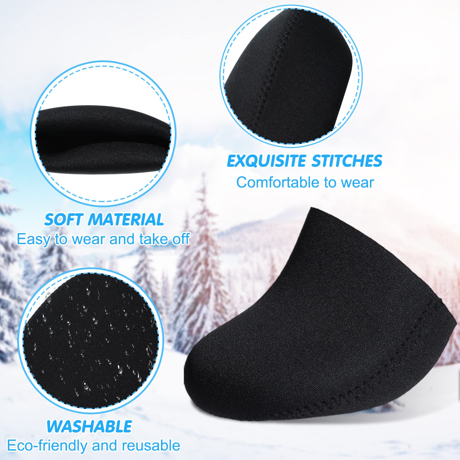 4 Pairs Neoprene Toe Covers Warmers Black Feet Warmers Thermal Toe Covers Wading Socks Camping Foot Warmers for Women Men Cycling Running Hiking Skiing Ice Baths Outdoor Winter Activities