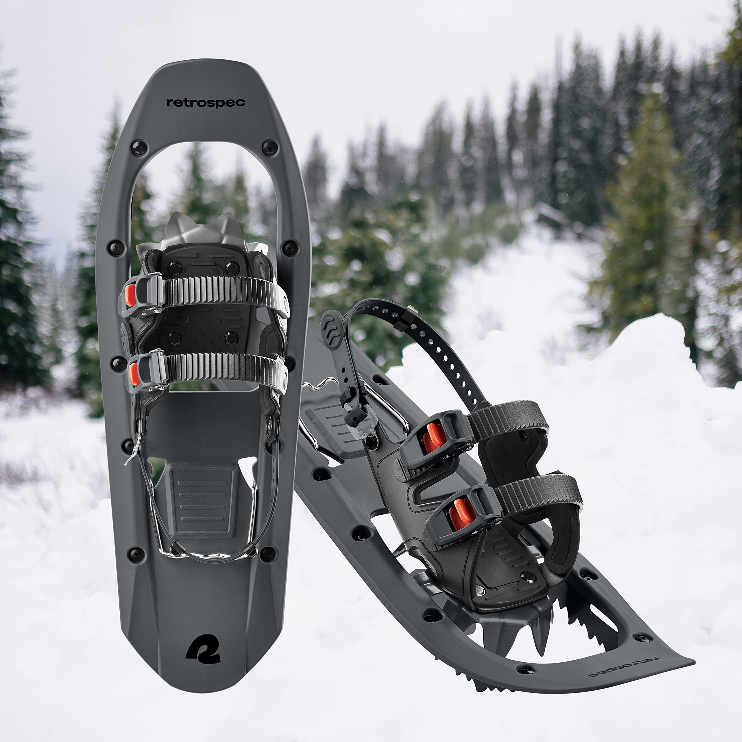 Retrospec Drifter Plus 23/25 Inch Backcountry and Mountaineering Show Shoes, Durable All Terrain with Secure Double Ratchet Binding, Steel Toe Crampons, and Heel Lifters for Winter Hiking