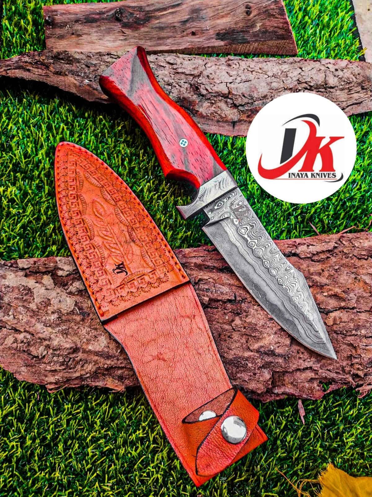 Custom hand made Damascus steel hunting knife,11" inches Skinner,out door survival camping,fix blade, classic, Christmas gift, nice grip handle,sharp, slicer, Leather sheath HUNT-04