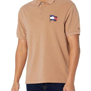 Tommy Hilfiger Men's Wavy Flag Casual Polo, Basket Brown, X-Large