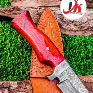 Custom hand made Damascus steel hunting knife,11" inches Skinner,out door survival camping,fix blade, classic, Christmas gift, nice grip handle,sharp, slicer, Leather sheath HUNT-04