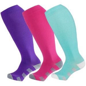 Wide Calf Compression Socks for Women & Men Extra Large Size Support Socks for Nurses Running Pregnant Travel, 15-20 mmHg