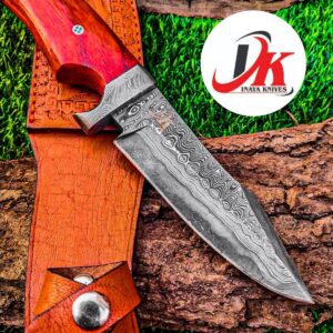 Custom hand made Damascus steel hunting knife,11" inches Skinner,out door survival camping,fix blade, classic, Christmas gift, nice grip handle,sharp, slicer, Leather sheath HUNT-04