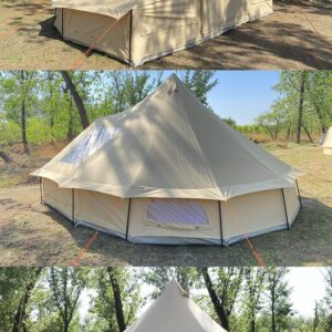 BOOMLATU 4 Season Waterproof Glamping Tents for Camping with Stove Jack Hole,Luxury Yurt Bell Tent Camping Tent for 4/6/8 Adults for Glamping Family Camping Zipped Removable Floor