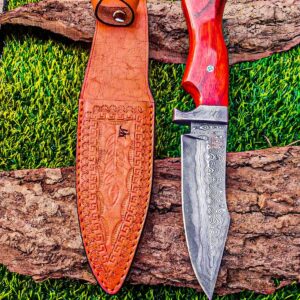 Custom hand made Damascus steel hunting knife,11" inches Skinner,out door survival camping,fix blade, classic, Christmas gift, nice grip handle,sharp, slicer, Leather sheath HUNT-04