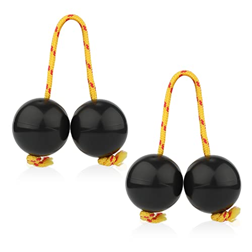 2 Pairs of Aslatuas Rhythmic Ball, Kashaka Shaker Instrument Classical African Shaker Rattle Hand Percussion for Kids Adults Weddings Parties Musical Class (Black)